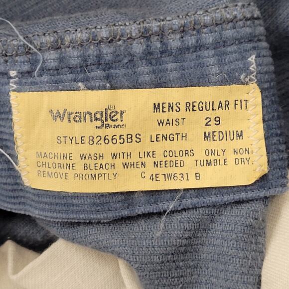 Vintage 70s Wrangler Bootcut Corduroy Pants 27x31 Faded Blue - Picture 7 of 16